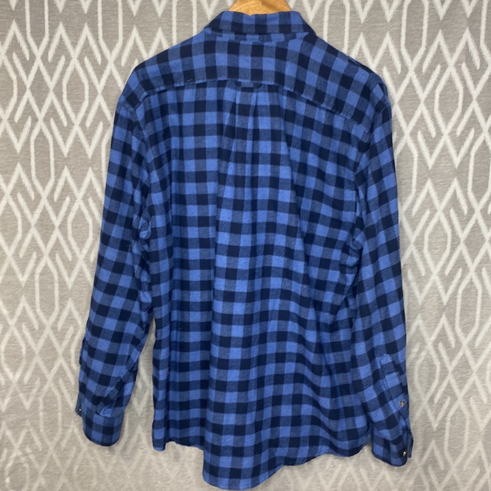 Izod Button Down Flannel Shirt Gingham Blue on Blue With Collar Size: XL - Picture 2 of 4